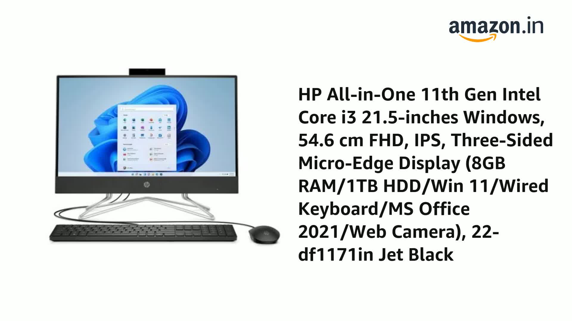HP All-in-One 11th Gen Intel Core i3 21.5-inches Windows, 54.6 cm